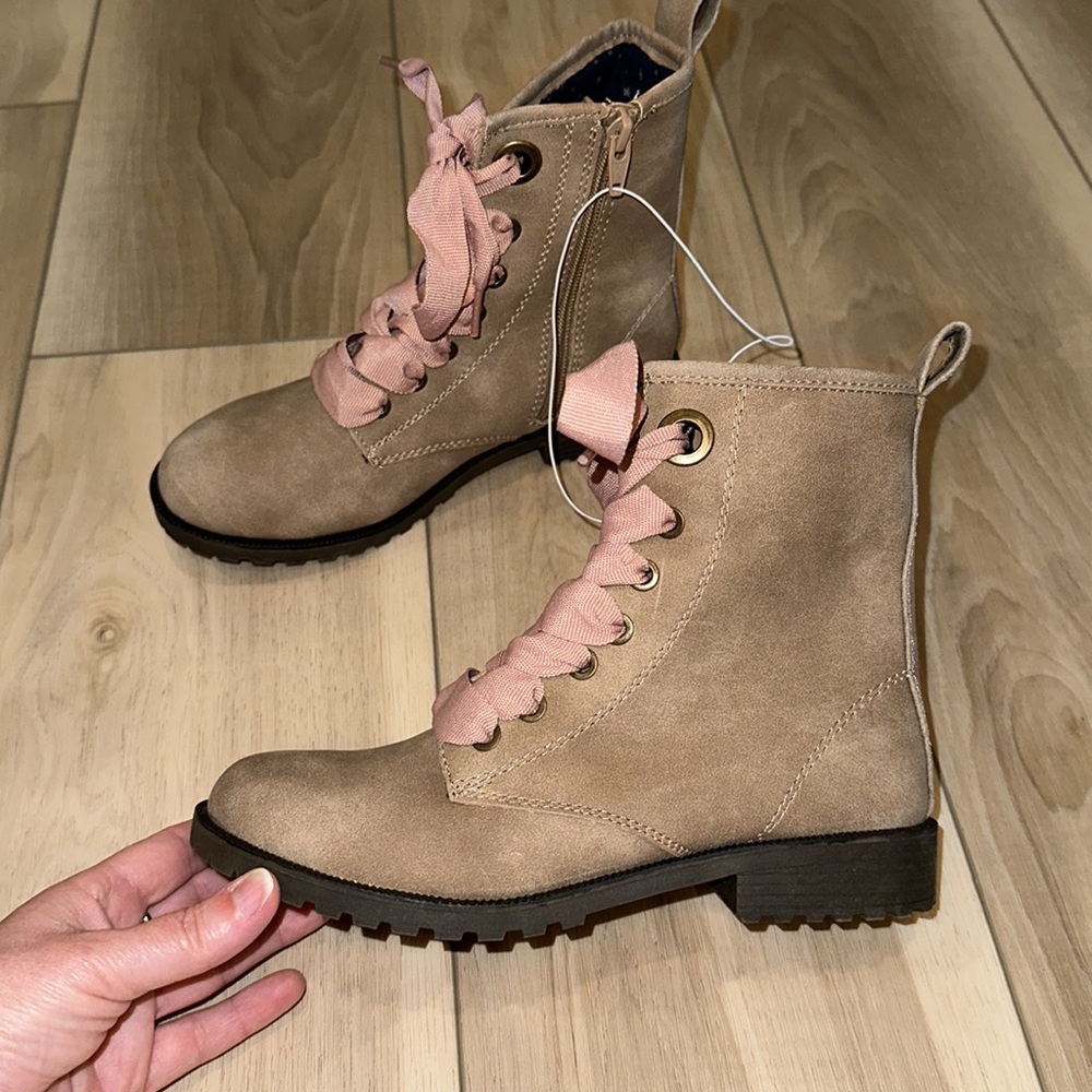 New Little Girls Size 3 Girls Cat & Jack Brand Tan & Pink Shoes Tall Boots